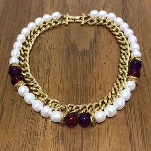 Macy’s Pearl & Glass Bead Gold Tone Necklace.